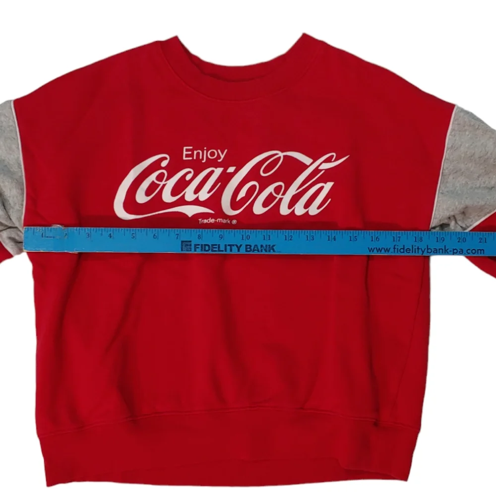 COCA-COLA Red Logo Crewneck Sweatshirt with Grey Accents Size Small - Picture 6 of 6